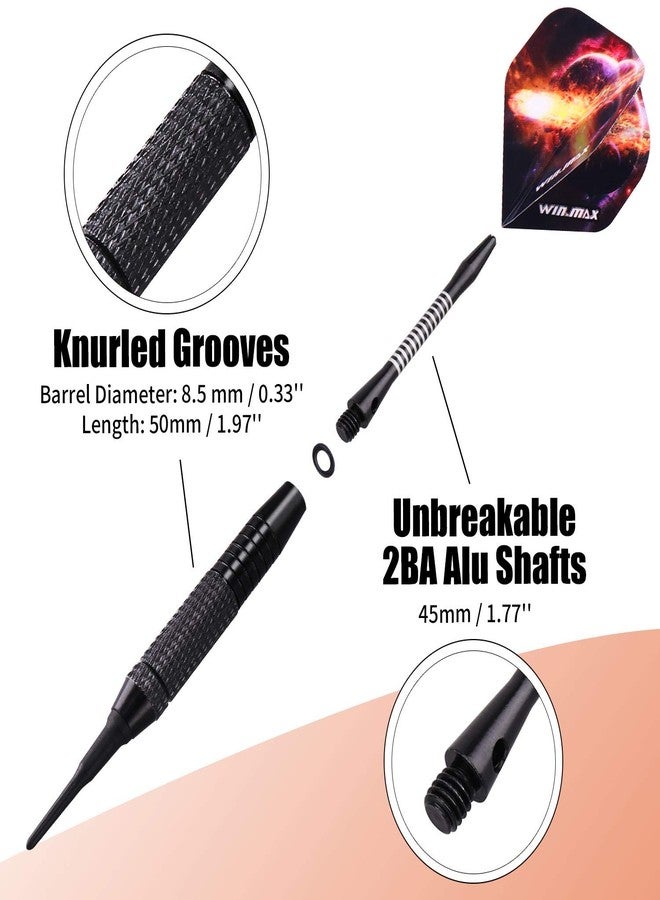 وين ماكس مجموعة سهام WIN.MAX ذات رؤوس بلاستيكية ناعمة - 12 قطعة بوزن 18 غرامًا مع 100 رأس سهم إضافي، و12 ريشة واقية، ومفتاح ربط للوحة سهام إلكترونية - Image 4